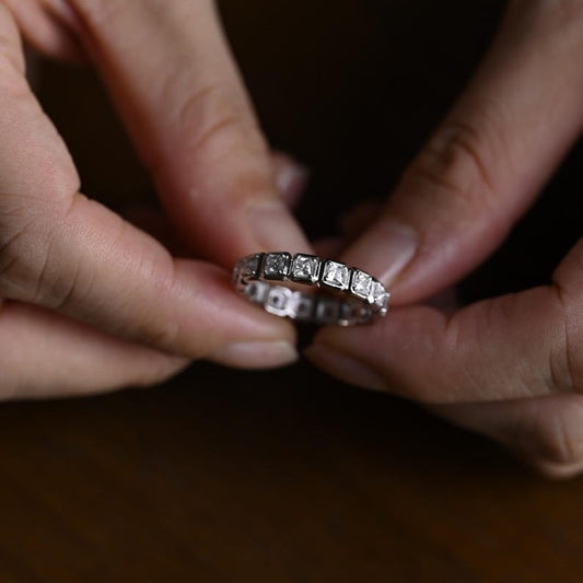 0.4 TCW Princess Bezel & Full Eternity Moissanite Wedding Band