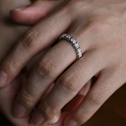 0.4 TCW Princess Bezel & Full Eternity Moissanite Wedding Band