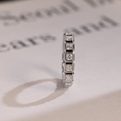 0.4 TCW Princess Bezel & Full Eternity Moissanite Wedding Band