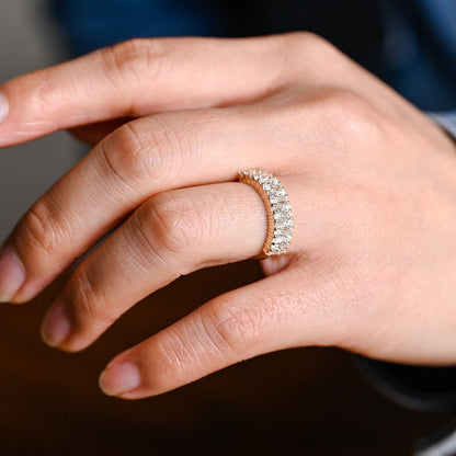0.5 TCW Round & Baguette Cluster Moissanite Wedding Band