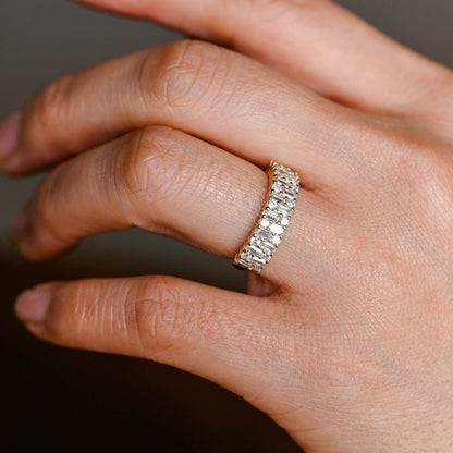0.5 TCW Round & Baguette Cluster Moissanite Wedding Band