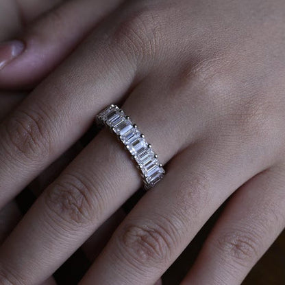 0.5 TCW Emerald Full Eternity Moissanite Wedding Band