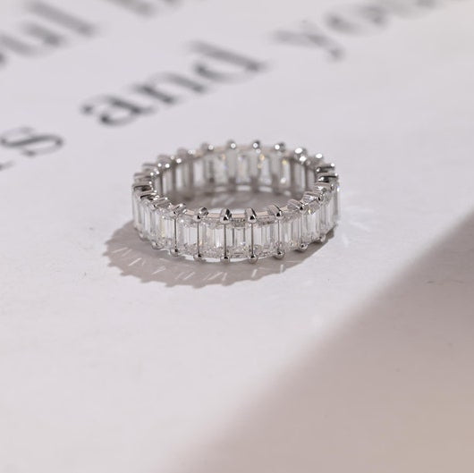 0.5 TCW Emerald Full Eternity Moissanite Wedding Band