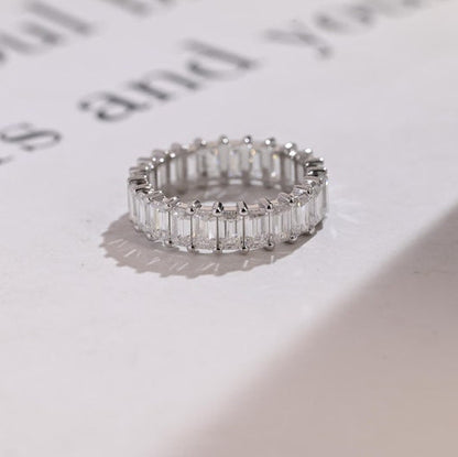 0.5 TCW Emerald Full Eternity Moissanite Wedding Band
