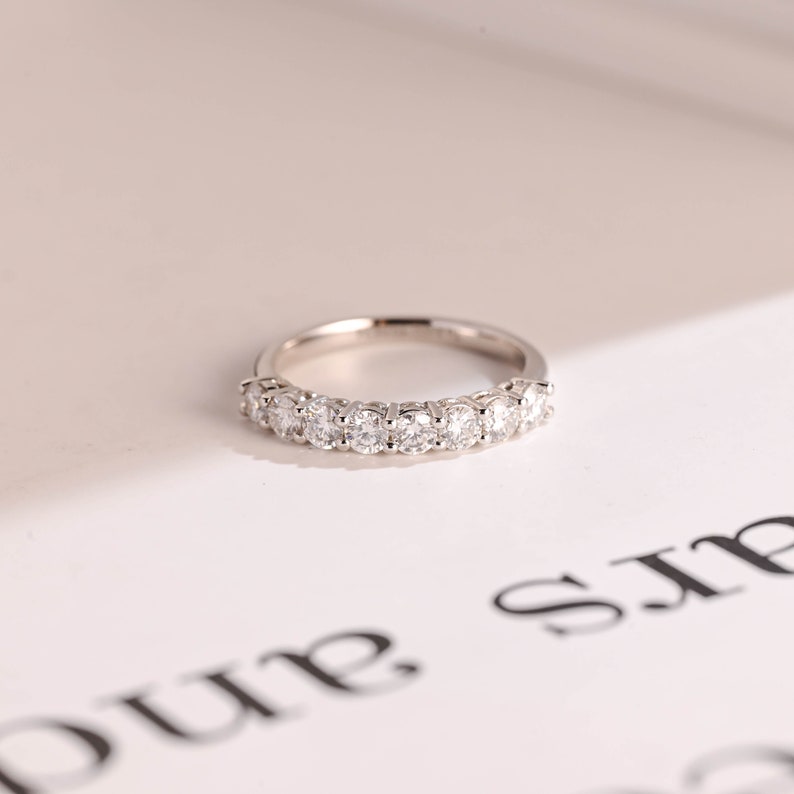 0.2 TCW Round Half Eternity Moissanite Wedding Band