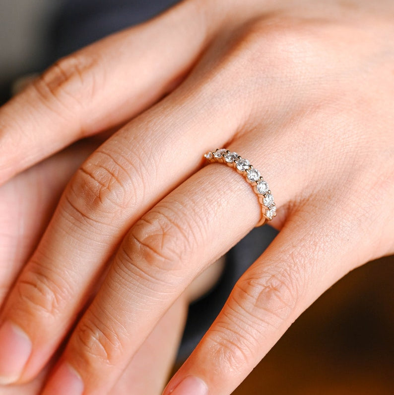 0.2 TCW Round Half Eternity Moissanite Wedding Band