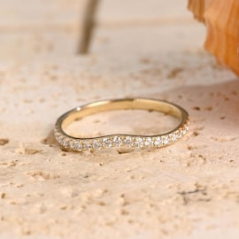 0.3 TCW Round Curved Moissanite Wedding Band