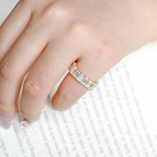 0.5 TCW Emerald Full Eternity Moissanite Wedding Band