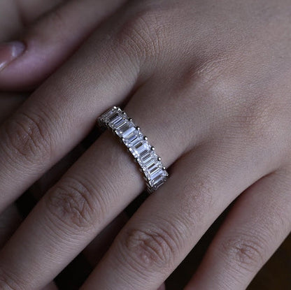 0.5 TCW Emerald Full Eternity Moissanite Wedding Band