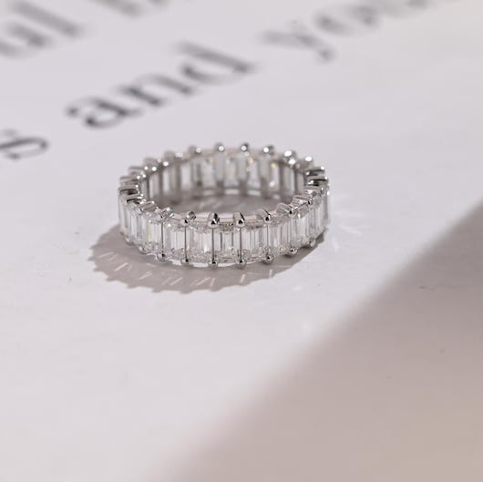 0.5 TCW Emerald Full Eternity Moissanite Wedding Band
