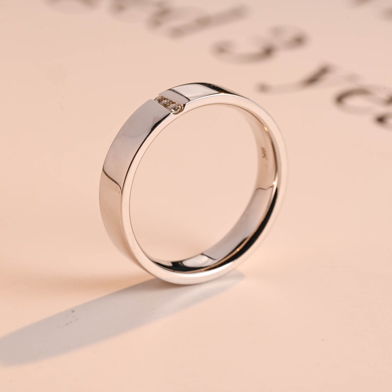 0.05 TCW Round Moissanite Minimalist Men's Wedding Band