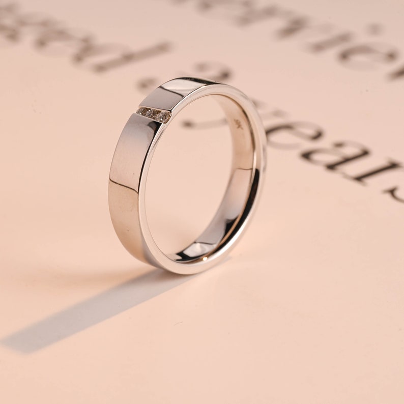 0.05 TCW Round Moissanite Minimalist Men's Wedding Band