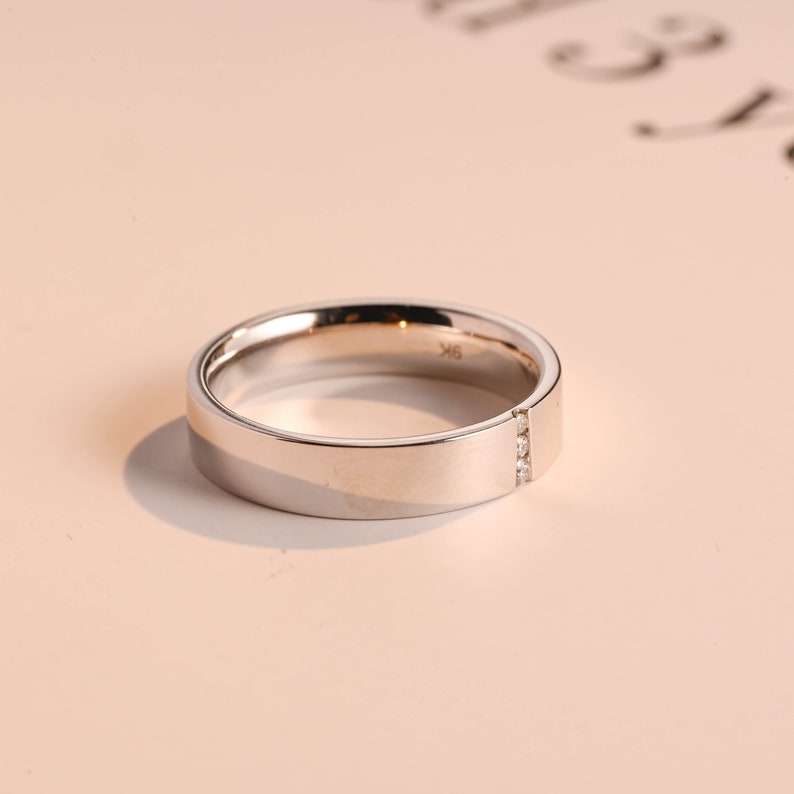 0.05 TCW Round Moissanite Minimalist Men's Wedding Band