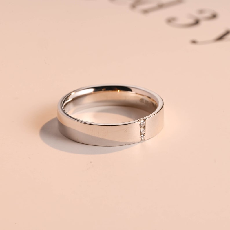 0.05 TCW Round Moissanite Minimalist Men's Wedding Band
