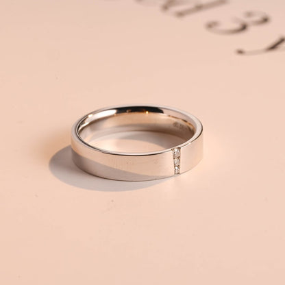 0.05 TCW Round Moissanite Minimalist Men's Wedding Band