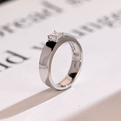 0.1 CT Asscher Moissanite Solitaire Men's Wedding Band