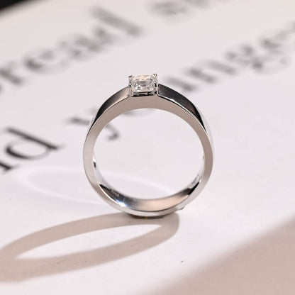 0.1 CT Asscher Moissanite Solitaire Men's Wedding Band