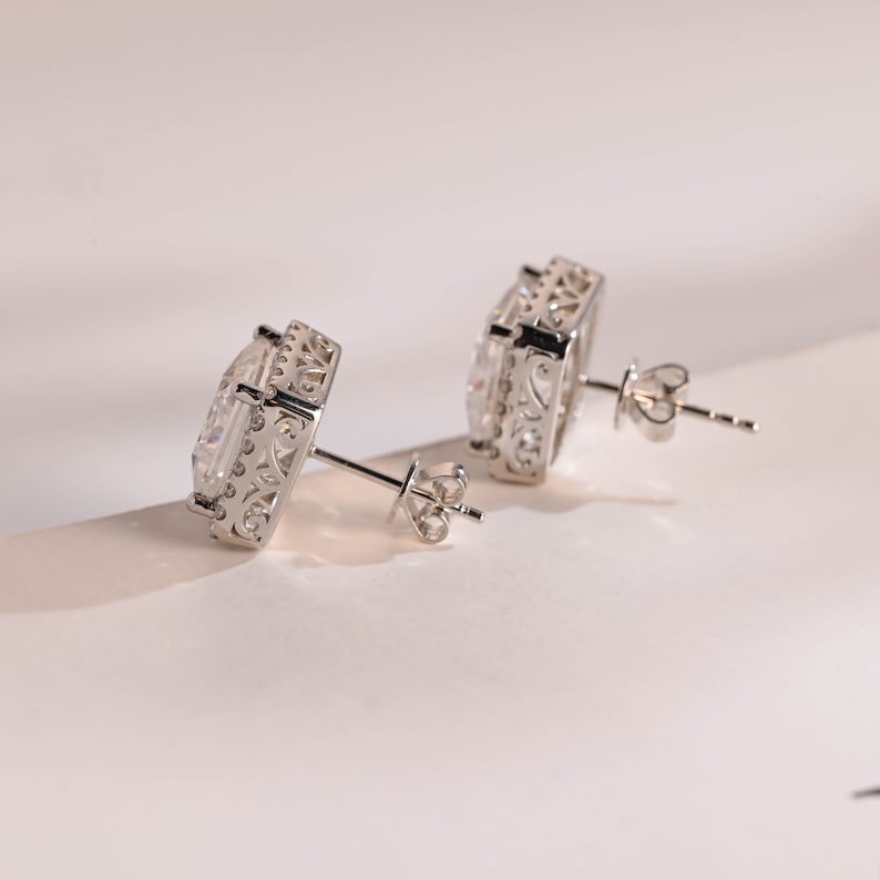 1.2 TCW Princess Moissanite Halo Stud Earrings