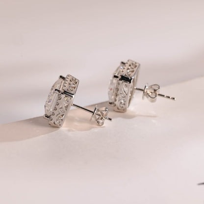 1.2 TCW Princess Moissanite Halo Stud Earrings