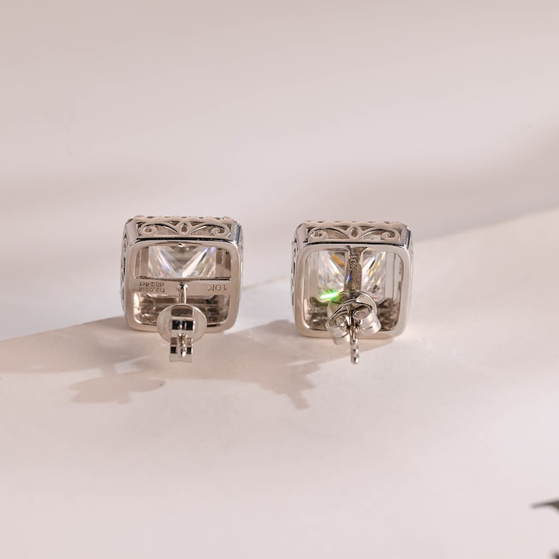 1.2 TCW Princess Moissanite Halo Stud Earrings