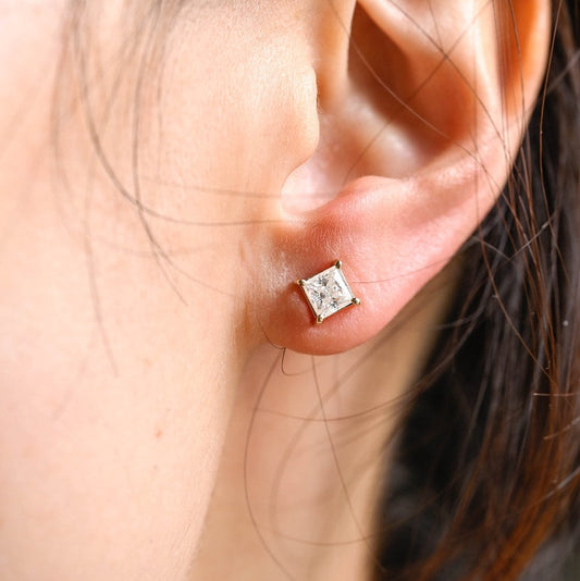 0.14 TCW Princess Moissanite Stud Earrings