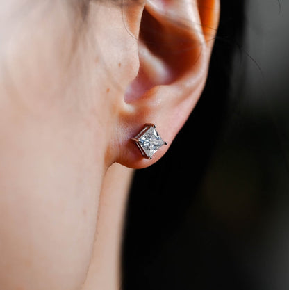 0.14 TCW Princess Moissanite Stud Earrings