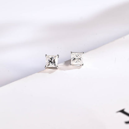 0.14 TCW Princess Moissanite Stud Earrings