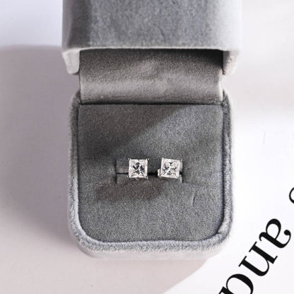 0.14 TCW Princess Moissanite Stud Earrings