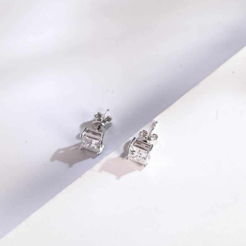 0.14 TCW Princess Moissanite Stud Earrings