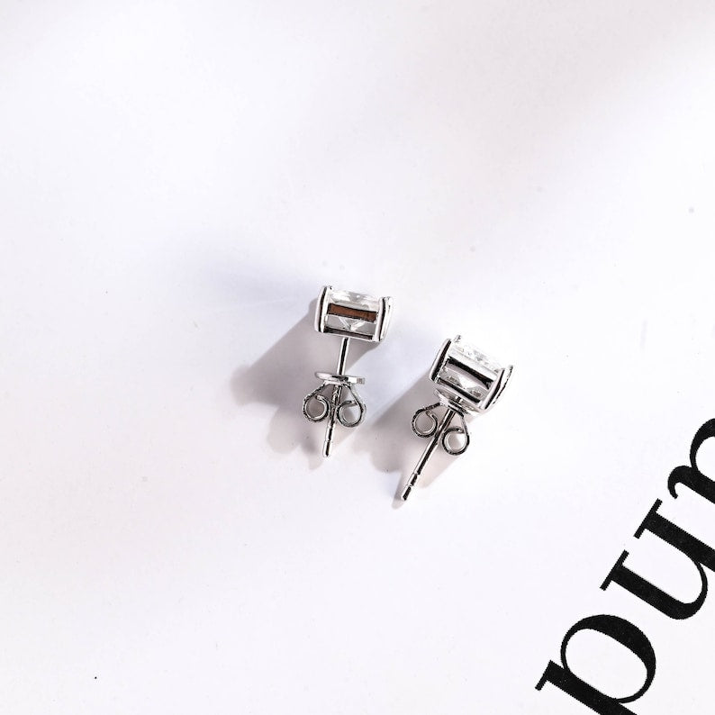 0.14 TCW Princess Moissanite Stud Earrings