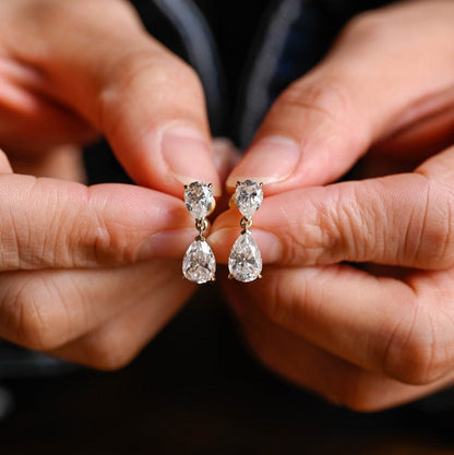 1.2 TCW Pear Moissanite Drop  Earrings