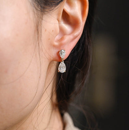 1.2 TCW Pear Moissanite Drop  Earrings