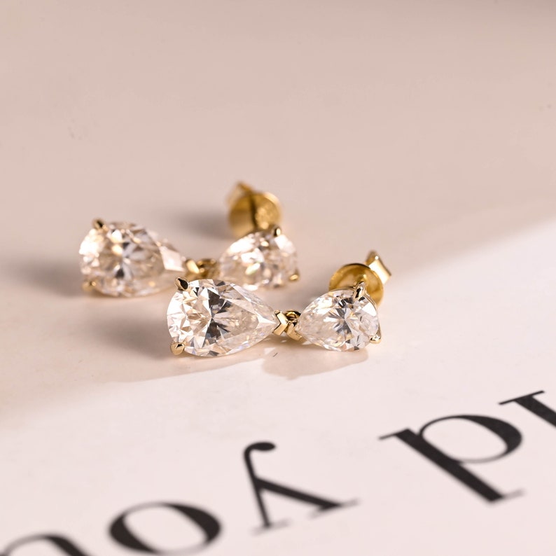 1.2 TCW Pear Moissanite Drop  Earrings