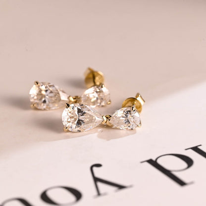 1.2 TCW Pear Moissanite Drop  Earrings