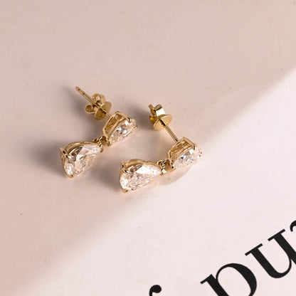 1.2 TCW Pear Moissanite Drop  Earrings