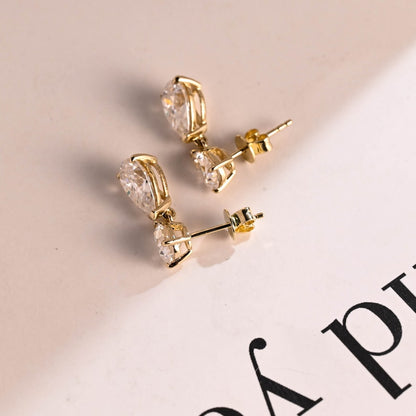 1.2 TCW Pear Moissanite Drop  Earrings