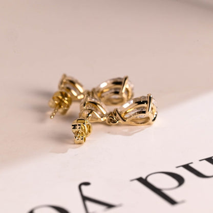 1.2 TCW Pear Moissanite Drop  Earrings