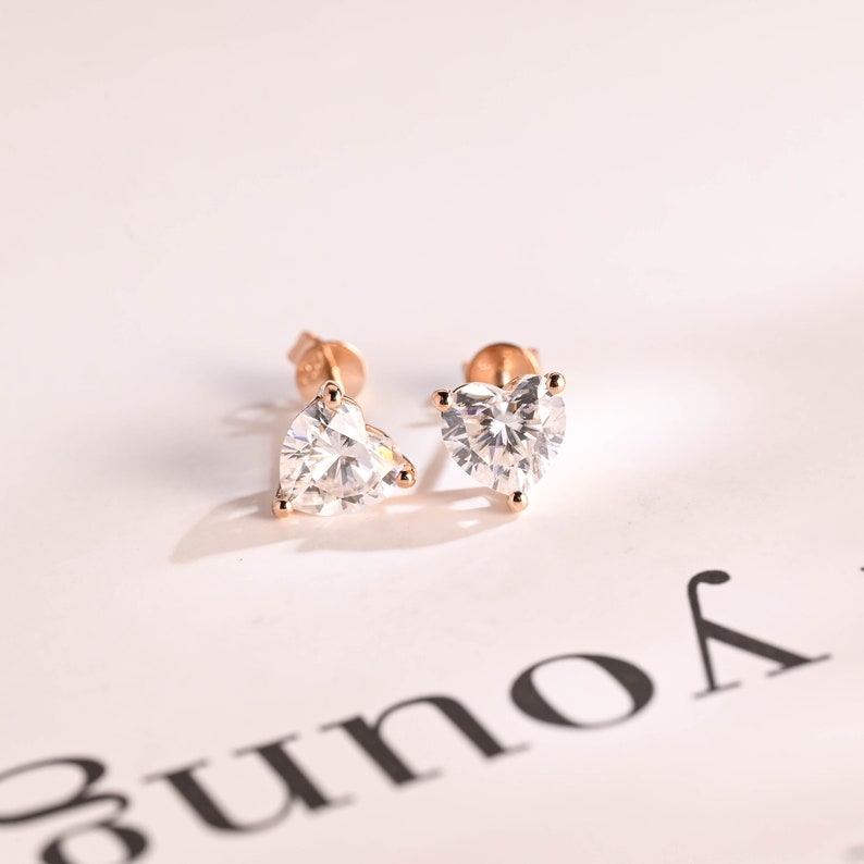 2 TCW Heart Moissanite Bezel Hoop Earrings