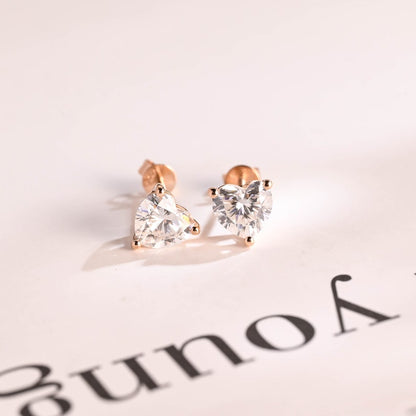 2 TCW Heart Moissanite Bezel Hoop Earrings