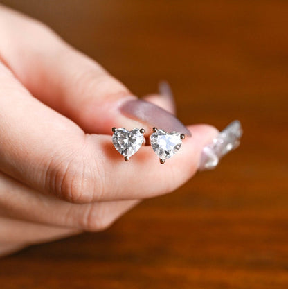2 TCW Heart Moissanite Bezel Hoop Earrings