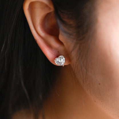 2 TCW Heart Moissanite Bezel Hoop Earrings