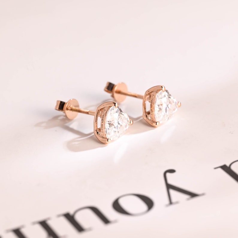 2 TCW Heart Moissanite Bezel Hoop Earrings