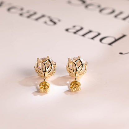 2 TCW Round Moissanite Stud Earrings