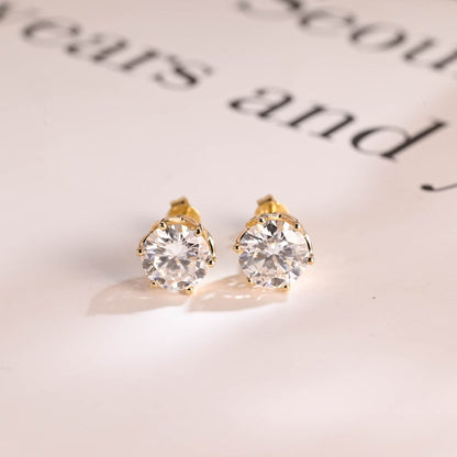 2 TCW Round Moissanite Stud Earrings