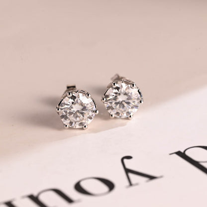 2 TCW Round Moissanite Stud Earrings