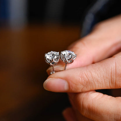 2 TCW Round Moissanite Stud Earrings
