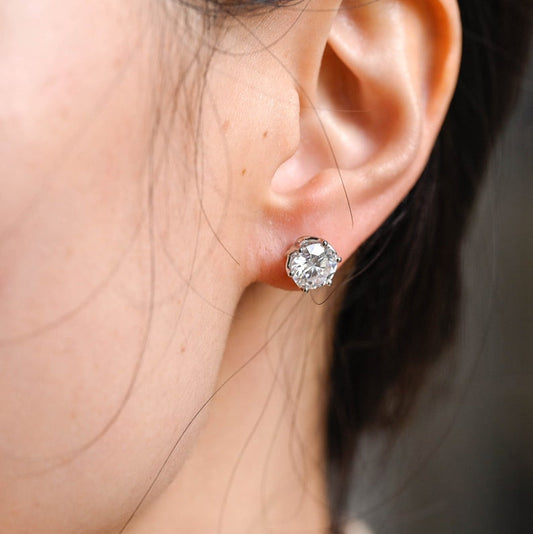 2 TCW Round Moissanite Stud Earrings