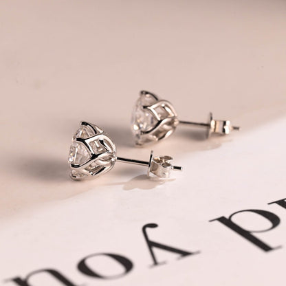 2 TCW Round Moissanite Stud Earrings