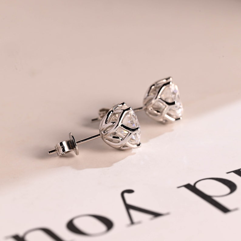 2 TCW Round Moissanite Stud Earrings
