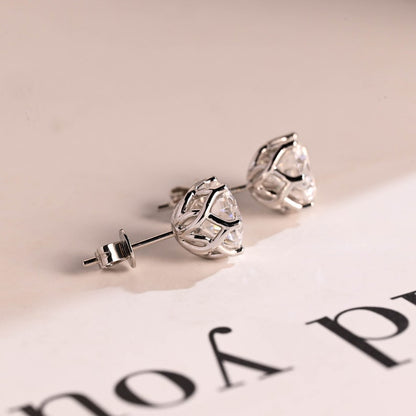 2 TCW Round Moissanite Stud Earrings